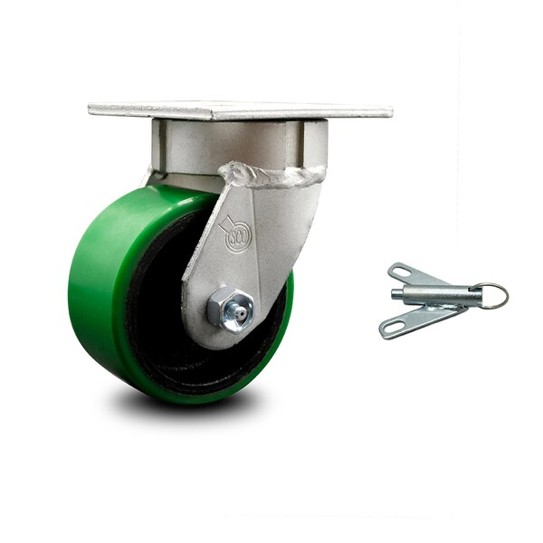 4 Inch Kingpinless Green Poly on Steel Wheel Swivel Caster with Swivel Lock SCC